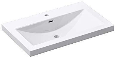 Mai & Mai Lavabo Incasso 76,5x48x13cm, Lavabo Sottopiano Lavandino Bagno da Marmo fuso Colossum01-765,Bianco