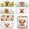 Rub On Transfers Stickers Craft - 6 Sheets Highland Cow UV DTF Cup Wraps for 16 oz Flower Waterproof Cute Animal Transfer Sticker Decals for Furniture Cabinet Glass Cups Scrapbook DIY Crafts