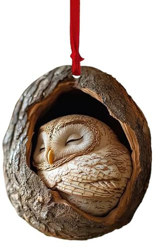 Ornement De Noël en Forme d'animal, Décoration d'animaux De La forêt, Ornement en Acrylique 2D pour Sapin De Noël, Ornement à Suspendre,Deco Noel Sapin,Deco de Table Noel (1-Hibou)
