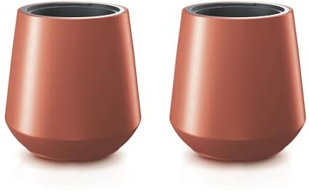 Stolmet Luxury Modern Round Planter HEOS Frost- and UV-Resistant Decorative Flower Pot with Handle Insert - Available in White, Anthracite, Copper, and Grey - 32L & 51L Sizes (Copper, 51L x2)