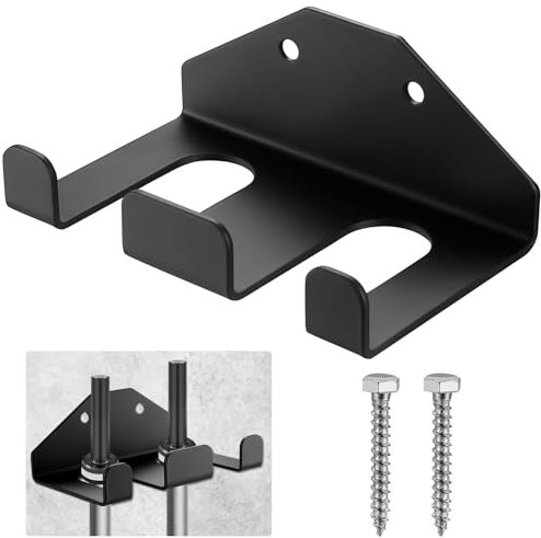 Vertikale Langhantelstange Wandhaken, Hantelständer Wandhalterung für Olympische Hanteln, Hantelablage für 2 Stangen, platzsparend Langhantel Ständer zum vertikalen Aufhängen(2 Stangen/Schwarz)