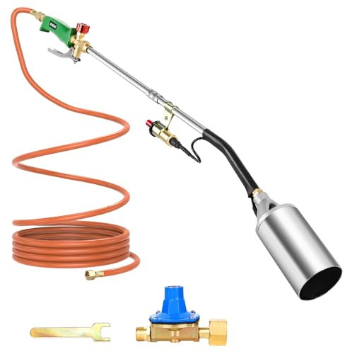 Sondiko Désherbeur de mauvaises herbes à grande flamme - Brûleur à gaz haute performance avec tuyau de 5 m - Réducteur de pression et accessoires - Brûleur de mauvaises herbes pour jardin, allée