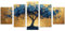 JOSUE 5er Set Leinwand Bilder XXL Wohnzimmer Schlafzimmer Büro Flur Küche Wandbilder, Minimalistischer Baum des Lebens Modern GemäLde Wanddekoration Kunstdruck - 100x200cm Ungerahmt(Blau)