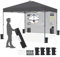 Yaheetech Pop up Pavillon 3x3m Faltpavillon mit 1 Seitenwand & Aufbewahrungstaschen Höhenverstellbar Partyzelt Wasserdicht Stabil Gartenpavillon Winterfest, Dunkelgrau, 3 × 3 M