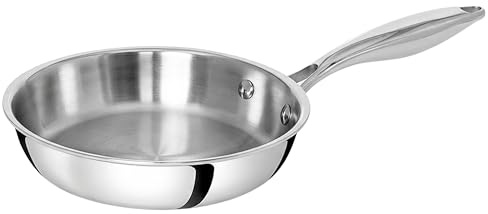 TeCuisine – Poêle Inox 18/10 Triply – 20 cm – sans Revêtement – sans PFAS, PFOA, PTFE – Compatible Tous Feux dont Induction – Manche Riveté Froid – Cuisson Saine et Durable