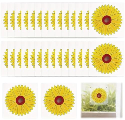 30 Stück Fliegenfalle Fenster für Innenbereich Blumendesign Fliegenfänger, Fenster Fliegenfalle Klebefalle, Klebrige Fenster Fruchtfliegenfalle, Fliegenfalle Gelbsticker Zimmerpflanzen