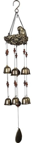 Flaroey 2PCS Bird Nest Wind Chimes, Wind Chime with 12 Pieces Bronze Bells for Patio and Home Decor