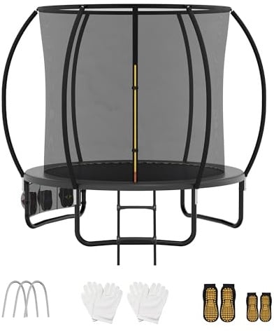 VFU Trampolin Outdoor Ø 222/305/366/427 cm mit Sicherheitsnetz | GS-Zertifikat, Gartentrampolin mit Schuhtasche, Leiter und Randabdeckung, Outdoor-Aktivitäten Spielefür für Eltern und Kinder