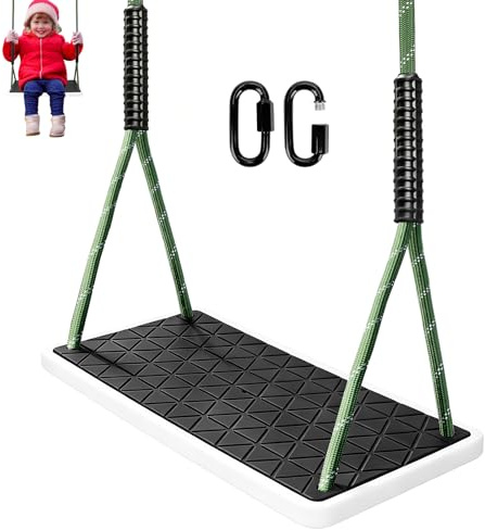 Dakzhou Schaukel Garten, Rutschfester Baum Schaukelsitz Outdoor bis 270kg | Schaukel Höhenverstellbar Seil 130-200cm und 2 Karabinern für Kinder Schaukelzubehör