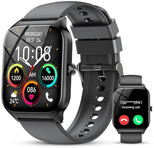 CASCHO Smartwatch Damen Herren, 1.85 HD Smart Watch, 115+ Modi, Fitness Tracker mit Bluetooth Telefonie, Schrittzähler Uhr mit bis zu 30 Tage Standby für iOS und Android