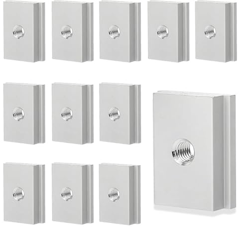 PHMING 12 Stück Schiebemuttern M6, Aluminiumlegierung Nutensteine M6 | 30 x 23 mm T-Schiene Gleitmuttern, Silberne T-Slot Nutmuttern, für Aluminiumprofilprojekte und DIY