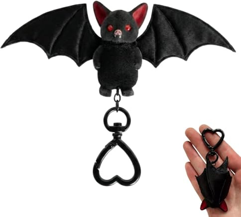 XIAGER Cute Black Bat Keychain,Gothic Transformable Plush Bat Keychain,Bat Keychain Charms for Backpack or Purse,Key Rings for Women and Men,Cool Key Chain Gifts