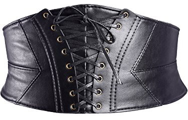 eBoot Cintura Larga Elastica Legato Corsetto Straccale Cintura con Bottone a Pressione, Nero