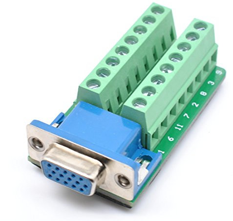 Oiyagai DB15 D-SUB Female Riveting VGA 3+9 15 Pins Port to 3 Row Terminal Breakout Board Adapter Connector