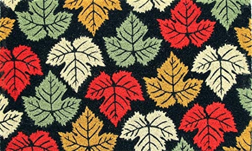 Coco&Coir Everything in a nutshell Premium kokos Fußmatte | Kokosnussmatte mit rutschfestem PVC | Fußwischer für den Eingangsbereich | für den Außen- und Innenbereich | 45 x 75 cm | Blätter Design