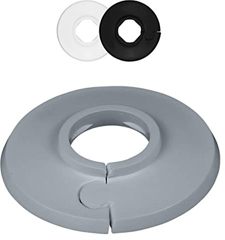 FUX Pack of 2 Single Heating Pipe Rosette 8 mm - 60.3 mm, Heating, Pipe Cover, Cover Rosettes, Trim, Radiator Rosettes, Polypropylene in Special Colours (22 mm, RAL 7040)