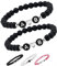 2x Personalisierte Pärchen Namensarmbänder | Partnerarmband couple Edelsteine Onyx, Howlite Cherry quartz 6mm | Perlenarmband | individueller Buchstaben Armband A-Z Freundschaftsarmband BLVAR6