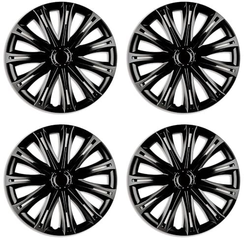Versaco Car Wheel Trims SPARKBLK16 - Black 16 Inch 11-Spoke - Boxed Set of 4 Hubcaps - Includes Fittings/Instructions
