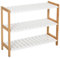 HOMCOM Etagère à Chaussures, étagère de Rangement, Meuble Chaussures 3 Niveaux Bambou MDF Blanc