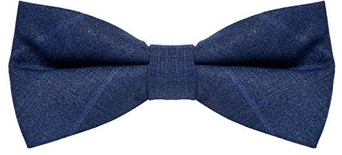 MASADA nœud papillon à carreaux Bleu Jean, réglable en continu, fait main et fermeture à crochet - 12 x 6 cm