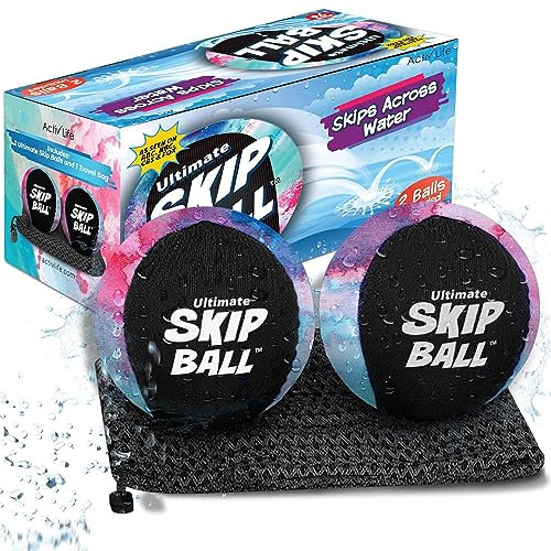 Activ Life Skip Ball, Wasserhüpfspaß für Kinder – 2er-Pack Schwarze und gefärbte Bälle