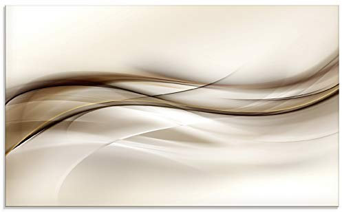 ARTLAND Spritzschutz Küchenrückwand Küche Herd Glas mit Motiv 100x60 cm Design Rückwand Bad Modern Abstrakt Muster Kunst Braun Abstrakte Welle T9LI