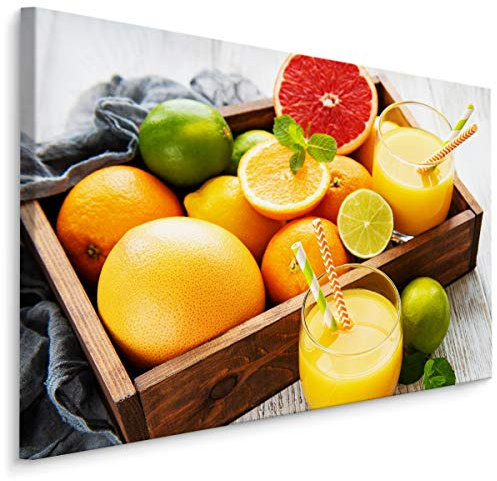 Muralo Leinwandbilder 40x30 Essen Obst Zitronen Leinwand Wandbild Kunstdruck Limetten Orangen Grapefruits Zitrusfrüchte Schlafzimmer Wohnzimmer Wanddekoration Design XXL 746 Br. 40 cm x Hö. 30 cm