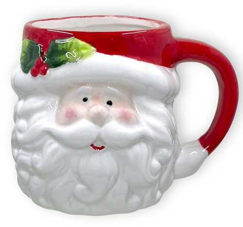 MIK funshopping Tazza natalizia, tazza in ceramica di alta qualità con design natalizio, ideale per bevande calde e fredde, Babbo Natale, 350 ml
