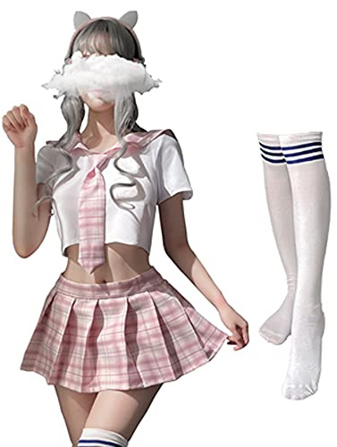 SINMIUANIME Japansk veckad skolflicka outfit JK uniform cosplay underkläder