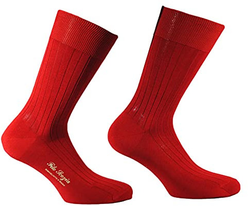 (2 PAIA) Calze uomo corte a coste in pregiatissimo cotone 100% filo scozia MODA (ROSSO, 42-44, numeric_42)
