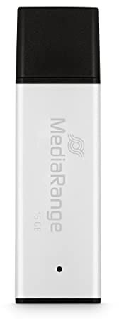 MediaRange USB 3.0 Hochleistungs Speicherstick 16GB - Mini USB Flash-Laufwerk mit hochwertigem Aluminium Gehäuse, externe Speichererweiterung mit Lesegeschwindigkeit von bis zu 130 MB/s, Farbe Silber