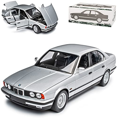 B*M*W 5er E34 535I Silber 1987-1996 1/18 Minichamps Modell Auto mit individiuellem Wunschkennzeichen