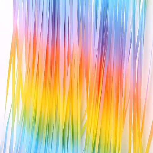 Lametta Vorhang Regenbogen - GREATRIL Kindergeburtstag Party Vorhänge Bunte Foto Hintergrund Wand Luftschlangen Deko für Einschulung 90er Jugendweihe Willkommen Fasching Karneval Pride Dekorations