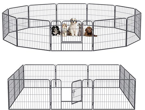 Hundelaufstall Welpenlaufstall Haustier Zaun Welpenauslauf Falten Metall Playpen Übung Outdoor Playpen (12-Stück, 60cm)
