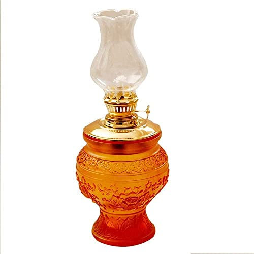 OLIMY LáMpara de Aceite Lámpara de Aceite Estilo Mediterráneo Exquisita Lámpara de Queroseno Lámpara de Caballo Lámpara de Cristal Clásica Huracán Quinque