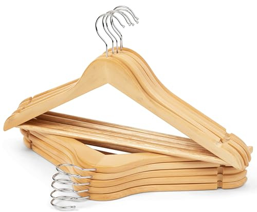 Premium Kleiderbügel aus Holz, langlebig, elegant, für Zuhause und Kleiderschrank (natürlich), 10-teiliges Set