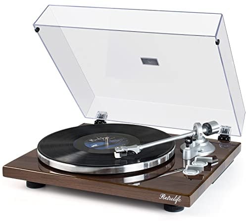 Giradischi Bluetooth Giradischi Vinili Trasmissione a Cinghia con 2 Velocità 33/45 RPM e Registrazione del Vinile Tramite PC e Contrappeso Regolabile e Cartuccia Magnetica