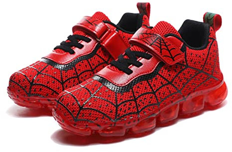 Spider Jungen Leuchtende schuhe,Kinder LED Schuhe Glänzende Blitzes schuhe,USB Ladeschuh mit sieben Farben Blitzes Leichte Turnschuhe,Sportschuhe Trainer Sports laufende Nettoschuhe ( Color : rot , Si