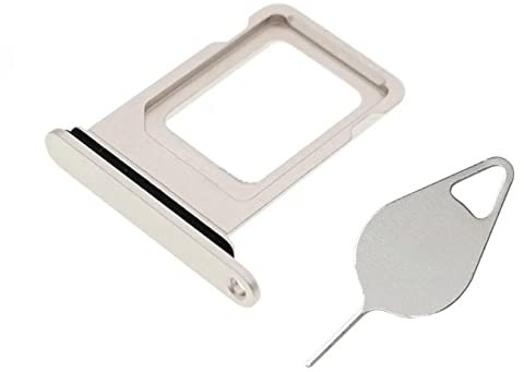 OnlyTech - SIM-Kartenhalter Ersatz für iPhone 13 Weiß (Sternenlicht) - mit Dichtung vormontiert + Auswurfwerkzeug