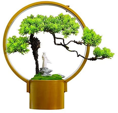 Artificial Plants Indoor Artificial Bonsai Tree - Zen Fake Plant in Pot Artificial Plants,Japanese Pine Bonsai Plant for Home Decoration,Office/Windowsill/Yard Fake Plants Decor (Color : Grey)