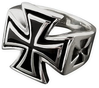 Fly Style Eisernes Kreuz Siegelring aus Edelstahl für Herren - Bundeswehr Herrenring, Ring Grösse:20.3 mm