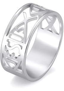 UNIFT Jesus Fisch Ringe für Männer Frauen Edelstahl Skelett Stil Christian Symbol Jesus Fisch Ringe Glaube Schmuck, 4 UK, Edelstahl, Kein Edelstein (7, Silber)