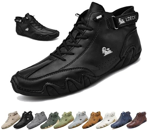 Uomo Stivali Alti in Pelle Scamosciata Fatti a Mano, Beck Scarpe Uomo Impermeabili Antiscivolo Leggere Traspiranti Stivali Uomo for l'escursionismo e la Guida (Color : Nero, Size : 42 EU)