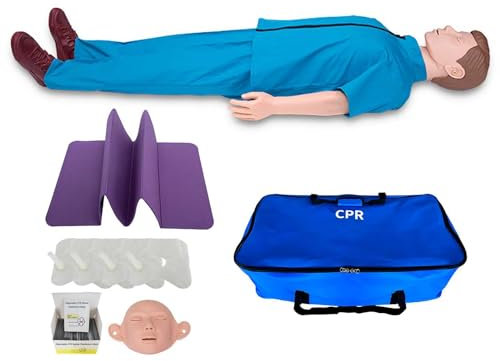 Hilfe-Trainingspuppe Reanimationspuppe, Ganz Körper 160cm CPR-Dummy mit Austauschbare Gesichtshaut & Austauschbare Lungenbeutel & Aufbewahrungstasche