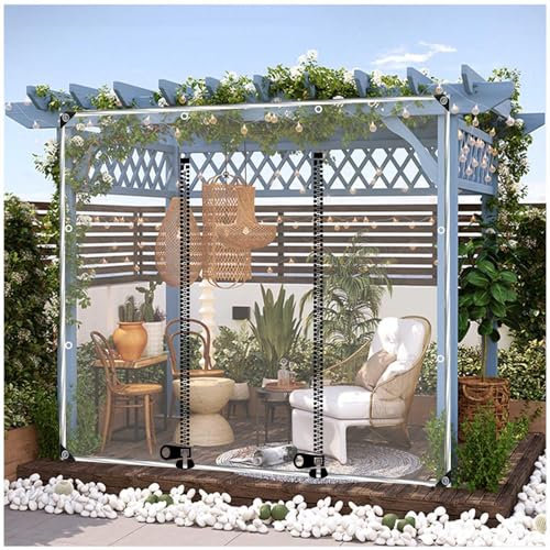 wasserdichte Planen Seitenwände, 0,5mm Durchsichtige Planen Vorhänge Für Außen, Transparente PVC Planen Seitenwände Für Pergola Pavillon Carport, Mit Reißverschluss,WxH-1x0.8m/3.3 * 2.6ft