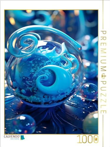 CALVENDO Puzzle Organische Form aus Glas wie EIN Blauer Ball | 1000 Teile Lege-Größe 64 x 48 cm Foto-Puzzle für glückliche Stunden