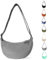 LOCCY Damen Halbmond Crossbody Schultertasche, Hobo Halfmoon Bag Einfarbige Nylon Crossbody Bag Damen Halbmond Schultertasche mit verstellbarer Schultergurt für Frauen Mädchen(Grau)