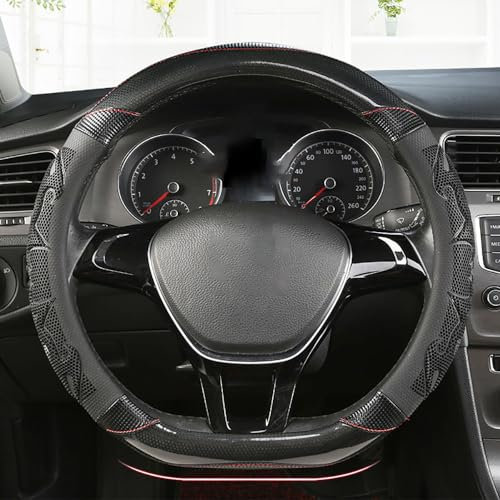 Kohlefaser Auto Lenkradbezug für Audi A4 Sedan Avant B5 B6 B7 B8 B9 / Cabrio B6 B7, Anti Rutsch Atmungsaktiv Lenkradschoner Lenkrad Abdeckung Auto Zubehör,4 Black-D Type