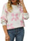 HEYPORK Damen Herbst Winter Warm Bequem Pullover Casual Mode Strickjacke Strickpullover Frauen Bedruckte Pullover Blume Pullover(Weiß, XL)