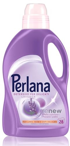 Perlana Feinwaschmittel Lavendel (28 Waschladungen), Flüssigwaschmittel für Wolle, Seide und Feinwäsche, Feinwaschmittel für Kaschmir und erneuerte Fasern mit Lavendelduft